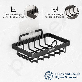 Plantex GI Steel Bathroom Accessories/Soap Dish for Bathroom/Tumbler Holder/Soap Stand/Case for Wall - Black, Combo