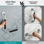 Plantex L-Shape Bathroom Handle for Senior Citizen/Grab Bar for Toilet/Wall-Mounted Safety Handle Made of 304 Grade Stainless Steel - Pack of 2 (Chrome & Black)
