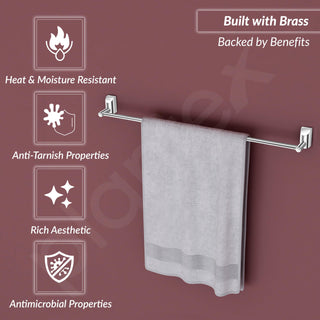 Plantex Pure Brass Towel Rod for Bathroom/Towel Holder/Cloth Hanger for Bathroom/Bathroom Accessories - 24 Inch (Chrome Finish) Superb