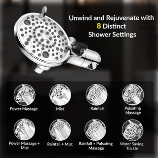 Plantex ABS 8 mode Bathroom Shower Set with 304 Stainless Steel 1.5 meter Flexible Hose Pipe/Handheld Shower Head with 10-inch Round Shower Head-Chrome