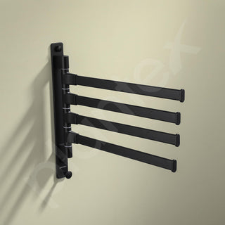 Plantex Aluminum 4-Arm Bathroom Swing Towel Hanger/Towel Holder/Towel Stand for Bathroom/Bathroom Accessories (Premium-Black)