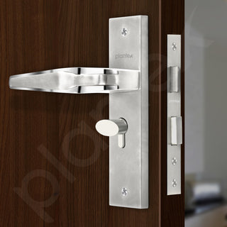 Plantex Heavy Duty Door Lock Set - Main Door Lock Handle Set/Mortise Locks with 3 Keys, Brass Body & Cylinder (8064 - Steel Satin & Chrome)