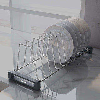 Plantex Stainless Steel Dish Rack/Plate Stand/Thali Stand for Modular Kitchen/Tandem Box Accessories - 10 Sections (Chrome/Pack of 1)