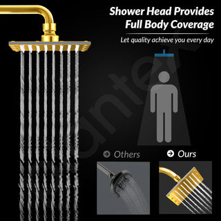 Plantex Stainless Steel Overhead Shower 6 x 6 inch with Water-Saving Technology/High pressure Rain Shower Head without Arm/Bathroom Shower -(Sandwich-PVD Gold)