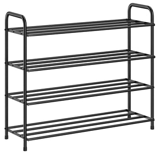 Plantex GI Metal Shoe Rack for Home/Shoe/Slipper Stand/Chappal Stand/Storage Organizer - 4 Big Shelves (Black)