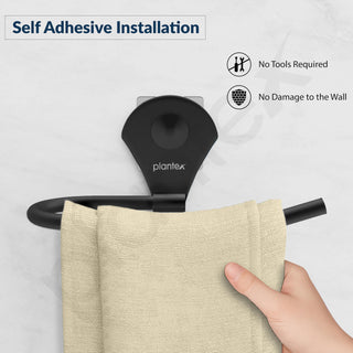 Plantex Royal Self Adhesive Stainless Steel Napkin Ring/Towel Ring/Napkin Holder/Bathroom Accessories (Black, Powder Coated)