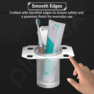 Plantex Tumbler Holder for Bathroom/304 Grade Stainless Steel Toothbrush Holder/Toothpaste/Razor Holder/Bathroom Accessories - Pack of 1 (PM-2406, Chrome)