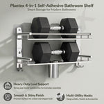Plantex Bathroom Organiser Without Drill/Stainless Steel Bathroom Accessories Set with Soap Dish and Brush Slots/Hooks/Tumbler Holder/Steel Soap Holder for Bathroom-(2-Tier, Chrome)