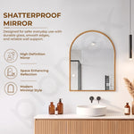 Plantex Aluminium Frame Mirror for Bathroom/Wall Mount Half-Capsule Mirror for Bedroom/Dressing Room/Living Room/Entryway - (Gold, 18x24 Inch)