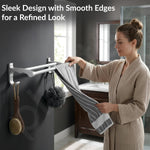 Plantex Dual Towel Rod for Bathroom/Space Aluminium Towel Holder/24 Inch Towel Hanger with Side Hooks/Bathroom Accessories - Pack of 1 (Silver)
