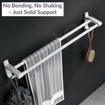 Plantex Dual Towel Rod for Bathroom/Space Aluminium Towel Holder/24 Inch Towel Hanger with Side Hooks/Bathroom Accessories - Pack of 1 (Silver)
