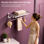 Plantex 24 Inch Towel Rack for Bathroom/304 Grade Stainless Steel Towel Bar/Towel Holder with Rod/Hook/Bathroom Accessories - (Chrome)