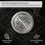 Plantex 304 Grade Stainless Steel Bathroom Drain Cover/Floor Drain Jali for Bathroom/Drainage Cover (5x5 inches) - (TRINEX, Chrome)