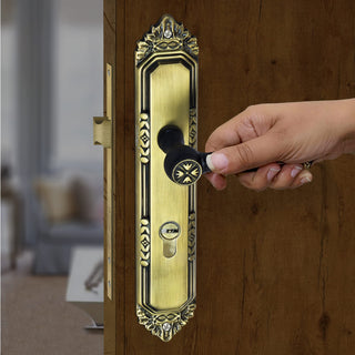 Plantex Heavy-Duty Door Lock Set - Main Door Lock Handle Set/ 6-Lever Lock Mechanism with 3 Years of Warranty/Mortise Lock with 3 Keys, Brass Lock Body & Cylinder(596 - Brass Antique)