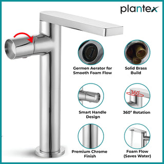 Plantex Pure Brass Pillar Tap for Wash Basin Tap/Single Lever Basin Mixer Tap/Water Tap for Wash Basin/Bathroom Faucet-(Chrome)