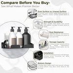 Plantex Bathroom Organiser Without Drill/Stainless Steel Self Adhesive Shelf/Soap Dish for Kitchen/Wall Mount Tumbler Holder - Bathroom Accessories Set (Black, Combo)