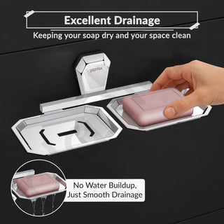 Plantex Double Soap Dish for Bathroom/304 Grade Stainless Steel Dual Soap Holder/Soap Case/Soap Stand/Bathroom Accessories - Pack of 1 (PM-2408, Chrome)