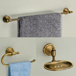 Plantex 304 Grade Stainless Steel Bathroom Accessories Set of 3 - Towel Hanger/Napking Holder/ Soap Holder for Bathroom - Niko (Brass Antique)