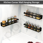 Plantex No Drill Bathroom Shelves/Stainless Steel Self Adhesive Shelf for Bathroom/Wall Shelf for Kitchen/Bathroom Shelf- Pack of 2 (16 x 4 Inch - Black)