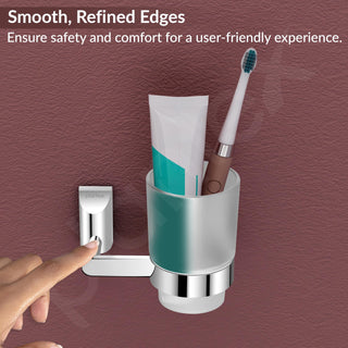 Plantex Smero Pure Brass Tooth Brush Holder/Tumbler Holder/Toothpaste Holder/Bathroom Accessories - Superb (Chrome)