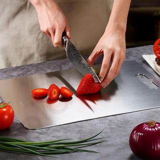 Plantex Stainless Steel Chopping Board/Vegetable Cutting Board/Anti-Bacterial, Scratch-Resistant, Durable, Non-Slip & Knife Friendly Cutting Pad (Size- 31 X 20.5 cm)