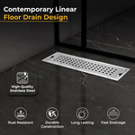 Plantex 304 Grade Stainless Steel Shower Water Drain Channel/12x4 Inch Floor Drain/Drainage Cover/Floor Drain Cover with Removable Grate - (PALO, Chrome)