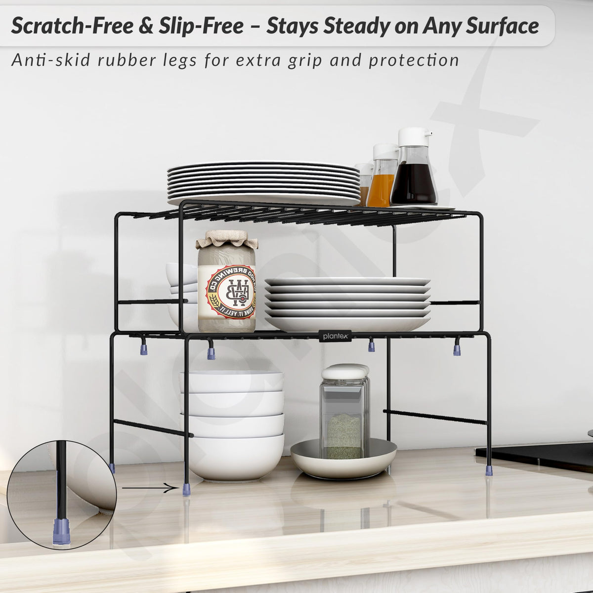 Plantex GI Metal 2-Tier Shelf Organizer for Kitchen Storage