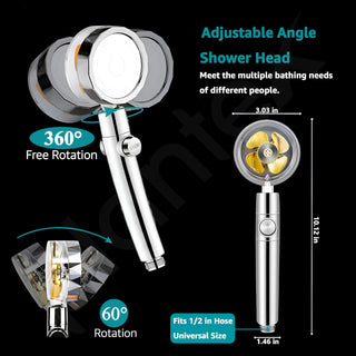 Plantex Hand Shower for Bathroom/ABS Turbo Fan Supercharged Handheld Shower/360° Rotatable High-Pressure Rain Shower (Chrome)