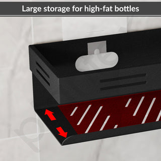 Plantex No Drill Bathroom Shelves/Stainless Steel Self Adhesive Shelf for Bathroom/Wall Shelf for Kitchen/Bathroom Shelf- Pack of 2 (16 x 4 Inch - Black)