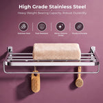 Plantex 24 Inch Towel Rack for Bathroom/304 Grade Stainless Steel Towel Bar/Towel Holder with Rod/Hook/Bathroom Accessories - (Chrome)