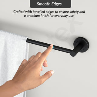 Plantex Stainless Steel Single Towel Rod for Bathroom/Towel Holder/Bathroom Hangers for Clothes/Bathroom Accessories (24 - Inch, Black)