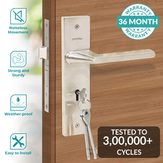 Plantex Heavy-Duty Door Lock Set - Main Door Lock Handle Set/ 6-Lever Lock Mechanism with 3 Years of Warranty/Mortise Lock with 3 Keys, Brass Lockbody (Matt)