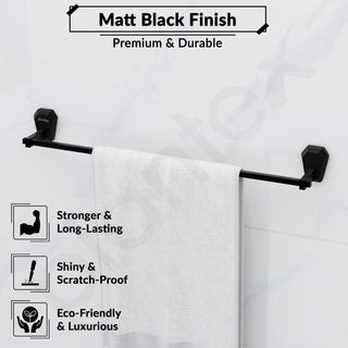 Plantex Towel Rod for Bathroom/304 Grade Stainless Steel Towel Bar/Towel Stand/24 Inch Towel Hanger/Bathroom Accessories - Pack of 1 (PMB-2402, Z-Black)