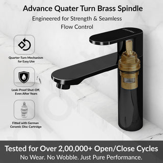 Plantex Pure Brass Pillar Tap for Wash Basin with Water Saving Nozzle/Wash Basin Tap/Pillar Cocke Tap with 7 Year Warranty by Plantex(ORN-203-PVD Black)