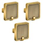 Plantex Knobs for Drawers/Drawer Knobs/Square Knob for Cabinets/Pull-Push Knob for Kitchen/Bedroom/Drawer - Pack of 3 (Brass Antique & Gold)