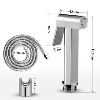 Plantex Pure Brass D-Shape Health Faucet Set/Jet Spray for Toilet with 1.20-Meter Hose Pipe for Toilet & Wall Hook-(Chrome Finish)