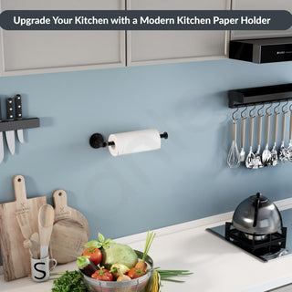 Plantex Stainless Steel Paper Holder/Kitchen Tissue Paper Roll Holder/Wall Mount Towel Stand/Kitchen Accessories - Pack of 1 (Black)