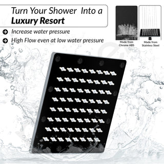 Plantex Stainless Steel Overhead Shower 6 x 6 inch with Water-Saving Technology/High pressure Rain Shower Head without Arm/Bathroom Shower -(Sandwich-PVD Black)