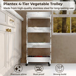 Plantex 4-Tier Multipurpose Storage Trolley with Wheels/Rotating Kitchen Vegetable Rack/Stainless Steel Space Saving Organizer Basket Stand/Heavy Duty Rolling Utility Cartโ(Chrome)