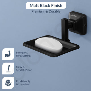 Plantex 304 Grade Stainless Steel Soap Holder for Bathroom/Soap Dish/Soap Stand/Bathroom Accessories - Squaro (Black)