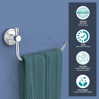 Plantex Stainless Steel Towel Ring for Bathroom/Wash Basin/Napkin-Towel Hanger/Bathroom Accessories - (Chrome - L Shape) - Pack of 1