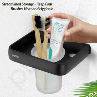 Plantex Toothbrush Holder/Tumbler Holder for Bathroom/Toothpaste/Razor Holder/Tooth Brush Holder/Bathroom Accessories - (Black)