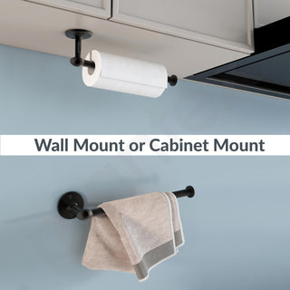 Plantex Stainless Steel Paper Holder/Kitchen Tissue Paper Roll Holder/Wall Mount Towel Stand/Kitchen Accessories - Pack of 1 (Black)