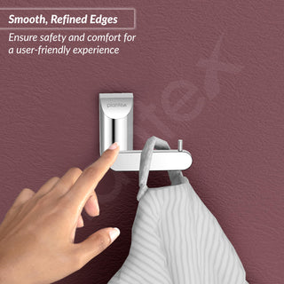 Plantex Smero Pure Brass Made Hooks for Hanging Clothes and Towel in Bathroom/Robe Hook/Hanger for Living Room - Superb (Chrome)