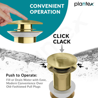 Plantex Pure Brass Waste Coupling for Wash Basin/5 inch Drain Out let System Full Thread Sink Waste Coupling - Pack of 1 (Matt Gold)