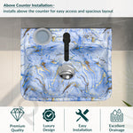 Plantex Wallmount Basin for Bathroom/Designer Ceramic Wall Hung Hand Wash Basin/Rectangle Countertop Wash Basin/Home/Office (Blue - 17.5 x 14 x 5 Inch)