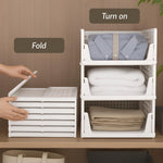 Plantex Plastic Clothes Organizer for Wardrobe/Cupboard Organizer for Clothes/Closet/Drawer Organizer/Almirah Space Organiser for Cupboard (5-Tier, White)