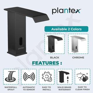 Plantex Solid Brass Sensor Tap for Wash Basin/Automatic Touchless Tap for Basin/Electronic Basin Tap/Pillar Tap for Wash Basin (Black)
