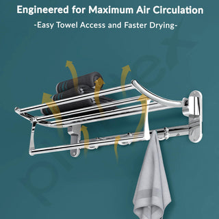 Plantex Towel Hanger for Bathroom/Stainless Steel Folding Towel Holder Stand/Towel Rack for Bathroom (18 Inch-Chrome Finish)