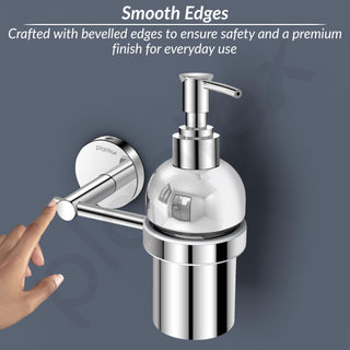 Plantex 304 Grade Stainless Steel Handwash Holder for Wash Basin Liquid soap Dispenser/Bathroom Accessories - Oreo (Chrome)